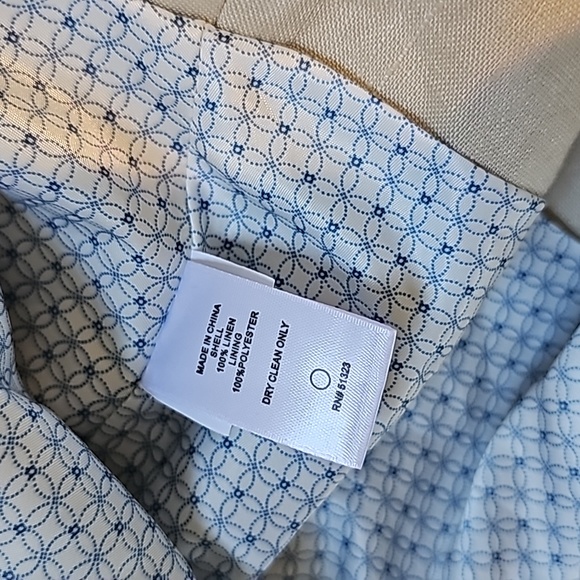 2 STUNNING CECE CROP LINEN BLAZERS blue and natural - Picture 10 of 14